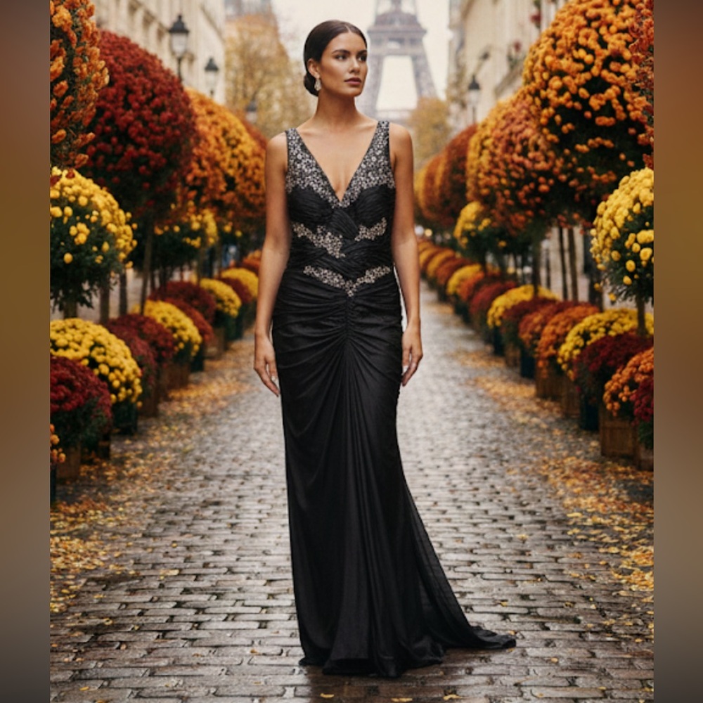 Jean De Lys Black Silk Maxi Dress